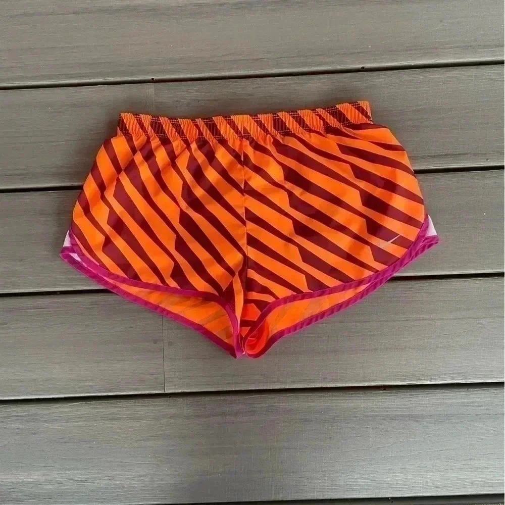 Nike Women’s Dri-Fit Orange & Purple Striped Running Shorts Size Small